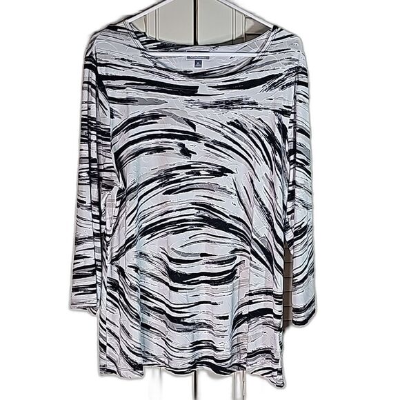 Blouse Scoop Neck 3/4 sleeved Silky Feel Beige Black Gray Size XL by JM Collecti - Picture 1 of 4